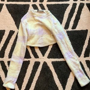 Purple and yellow small cropped sweater